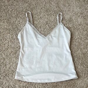 Zara. White Fitted Sleeveless Camisole Top. Small